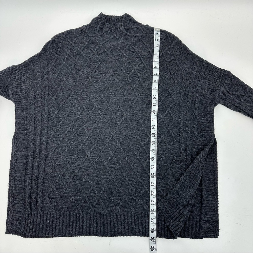 Mer Sea Lisbon Traveler Charcoal Gray Diamond Knit Mock Neck Sweater One Size - Picture 10 of 11